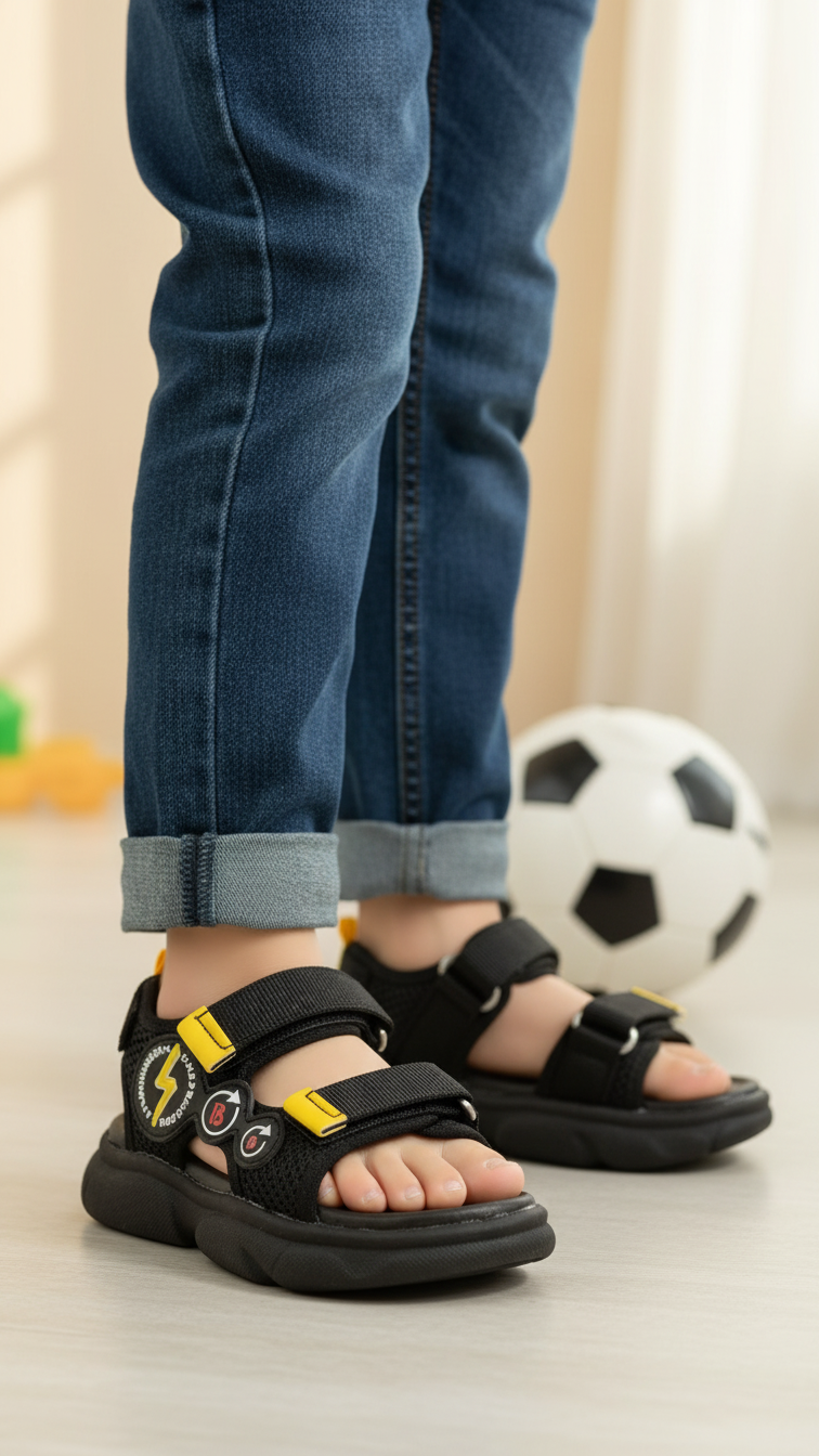 Boys Black Casual Sandal KD4770