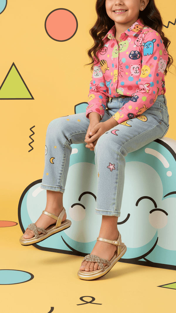 Girls Golden Fancy Sandal KD4808