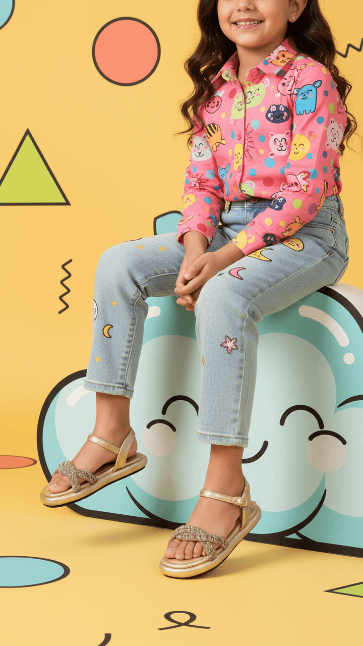 Girls Golden Fancy Sandal KD4808