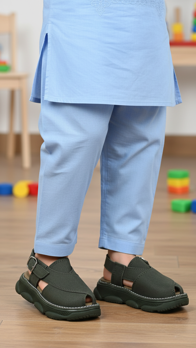 Boys Olive Peshawari Chappal KD4876