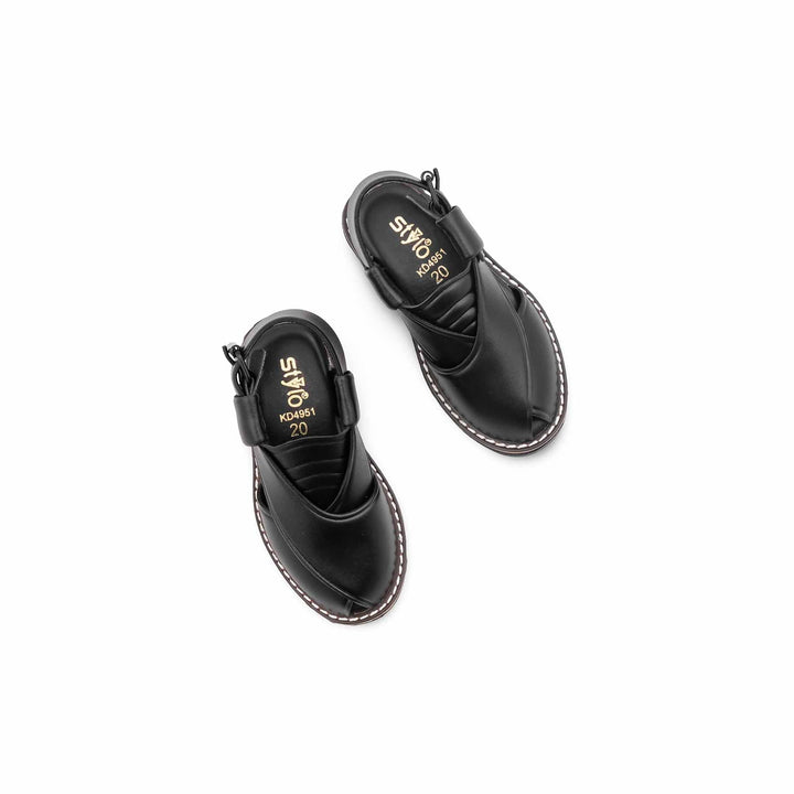 Boys Black Peshawari Chappal KD4951