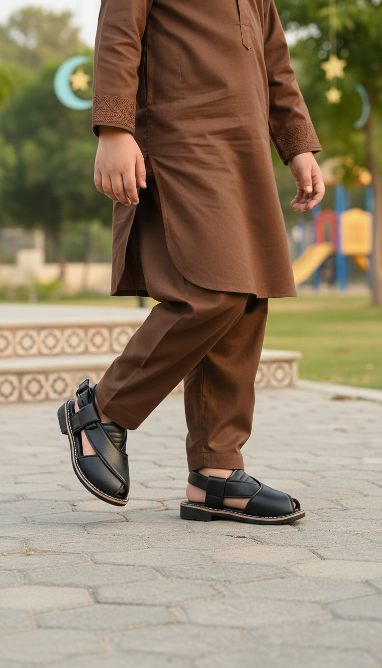 Boys Black Peshawari Chappal KD4951