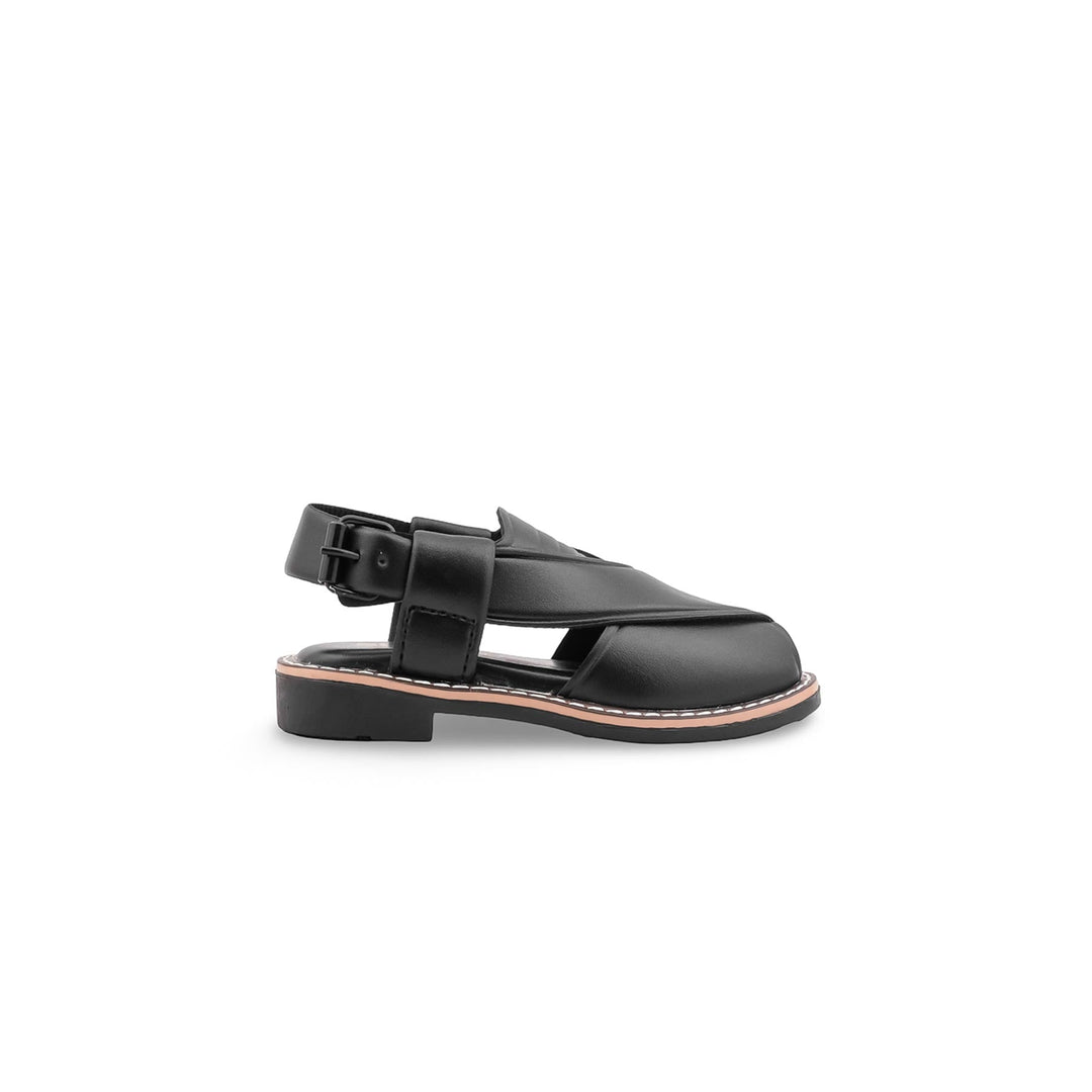 Boys Black Peshawari Chappal KD4951
