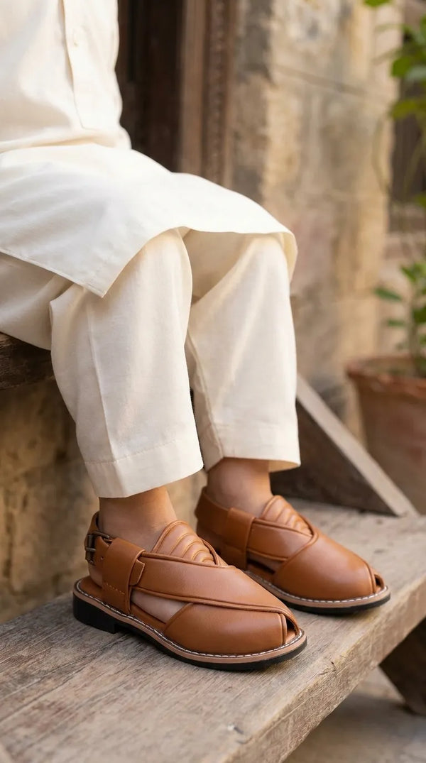 Boys Brown Peshawari Chappal KD4951