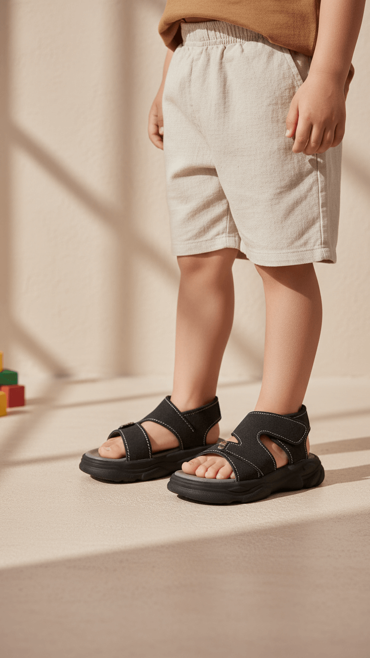 Boys Black Casual Sandal KD4955