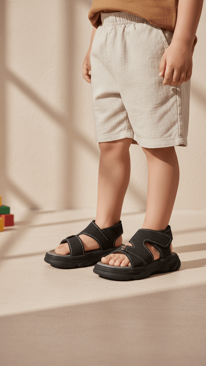 Boys Black Casual Sandal KD4955