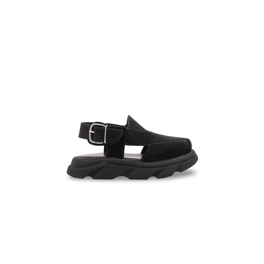 Boys Black Peshawari Chappal KD4956