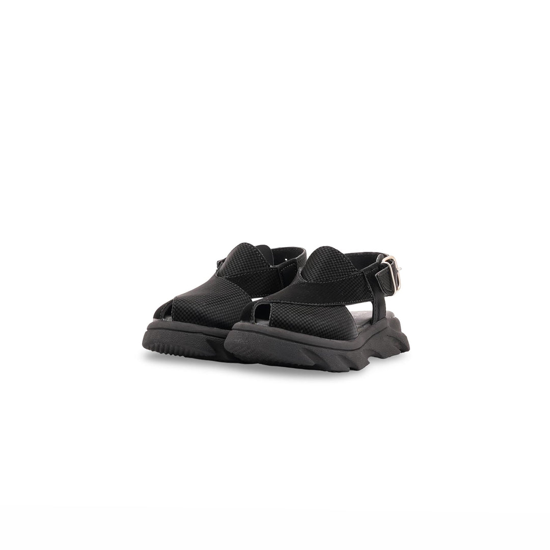 Boys Black Peshawari Chappal KD4956