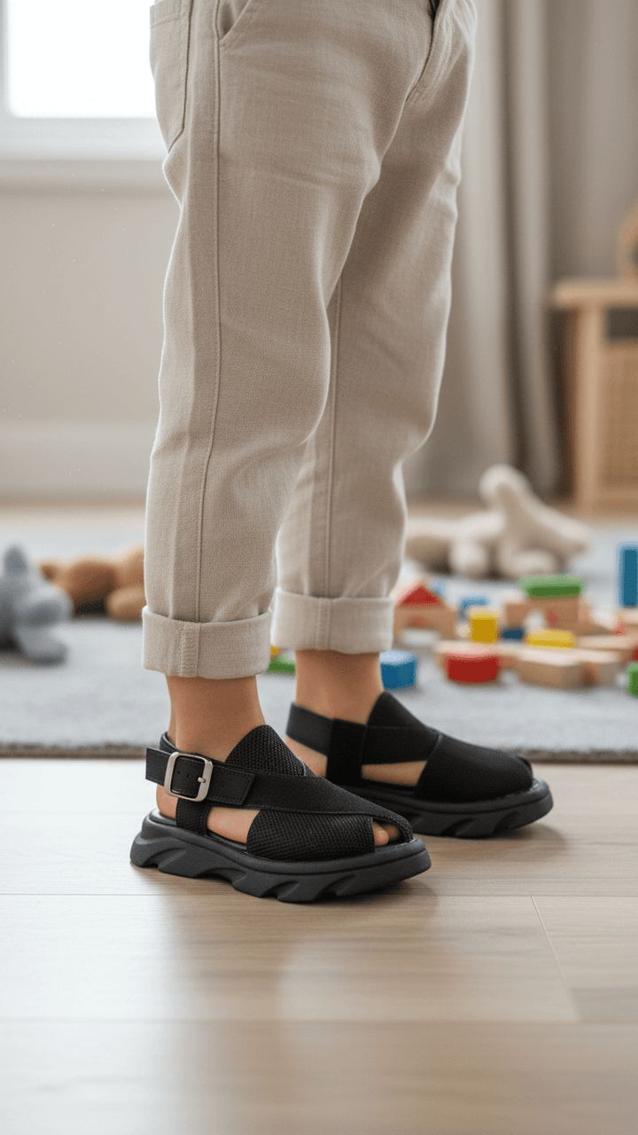 Boys Black Peshawari Chappal KD4956