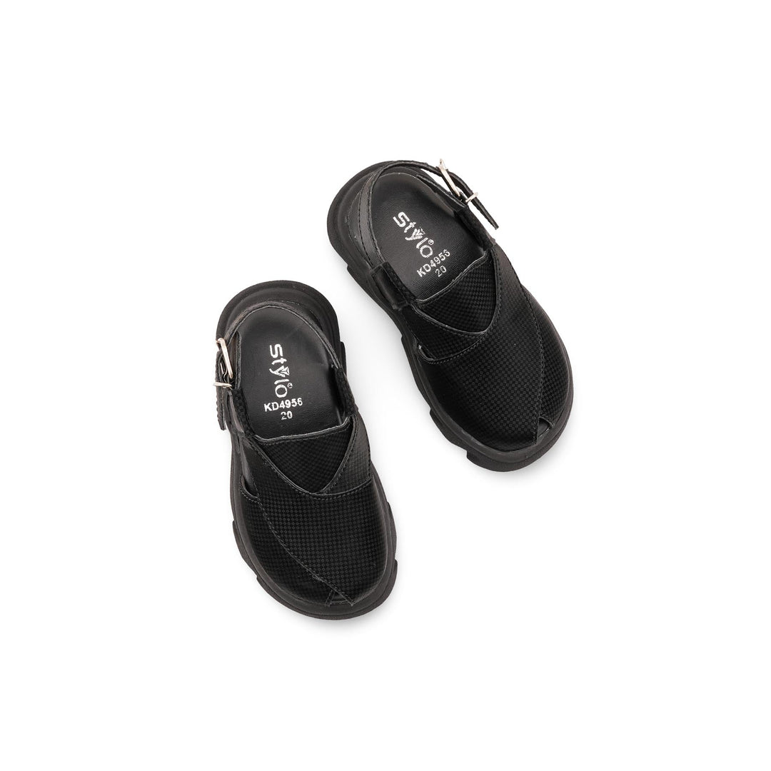 Boys Black Peshawari Chappal KD4956