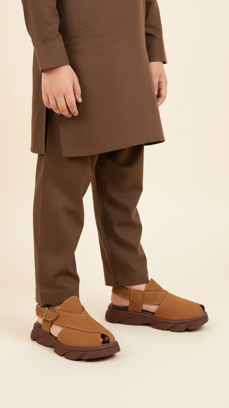 Boys Olive Peshawari Chappal KD4957