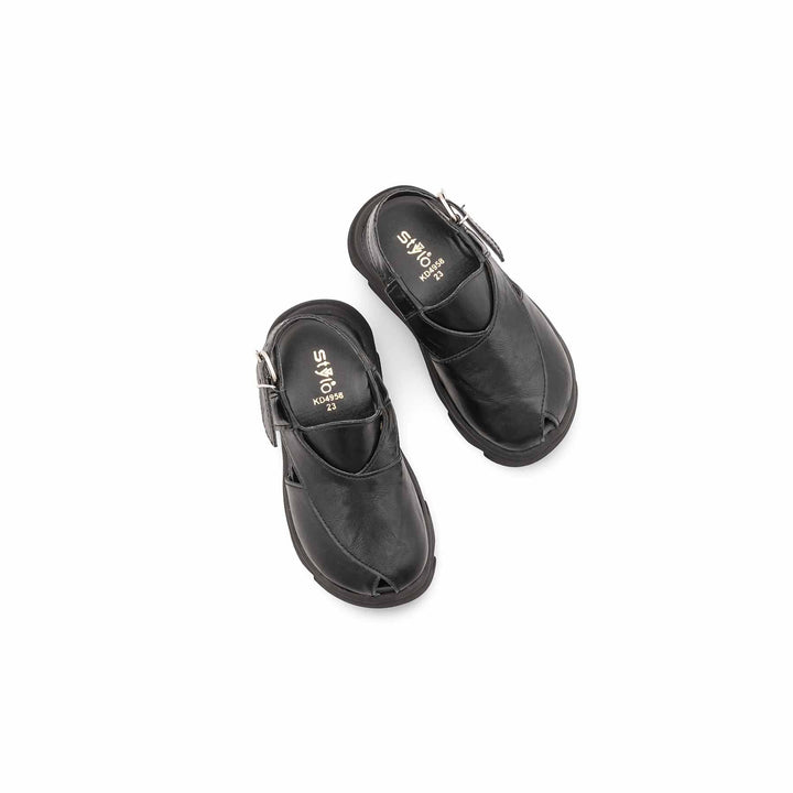 Boys Black Peshawari Chappal KD4958