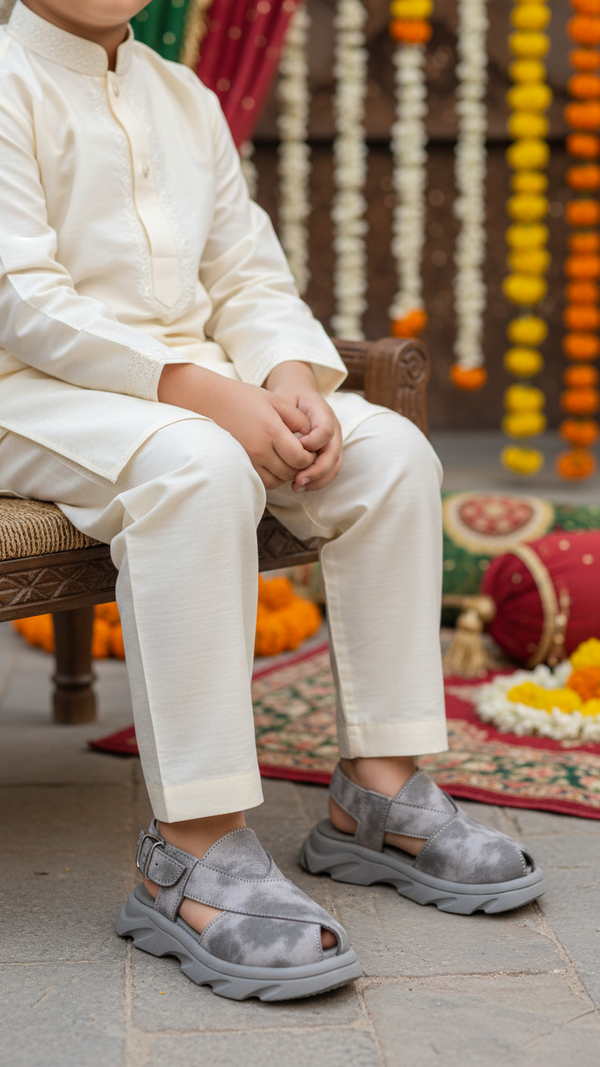 Boys Grey Peshawari Chappal KD4960