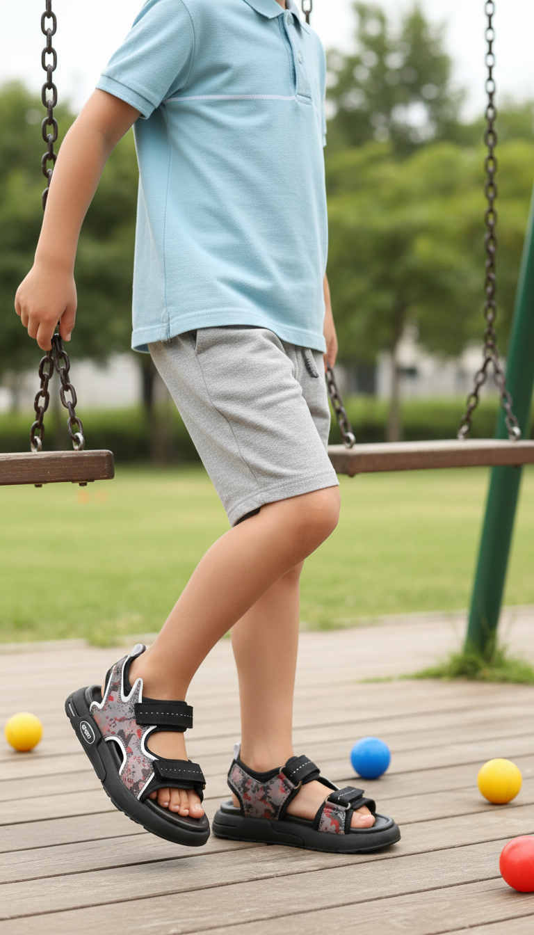 Boys Black Casual Sandal KD4979