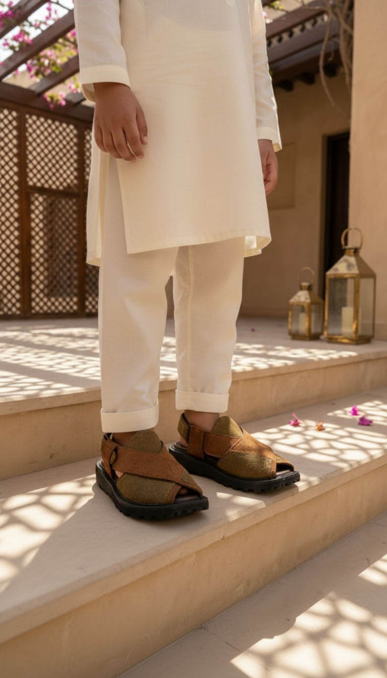 Boys Brown Peshawari Chappal KD4987