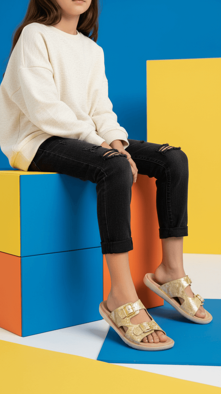 Girls Golden Casual Slipper KD5524