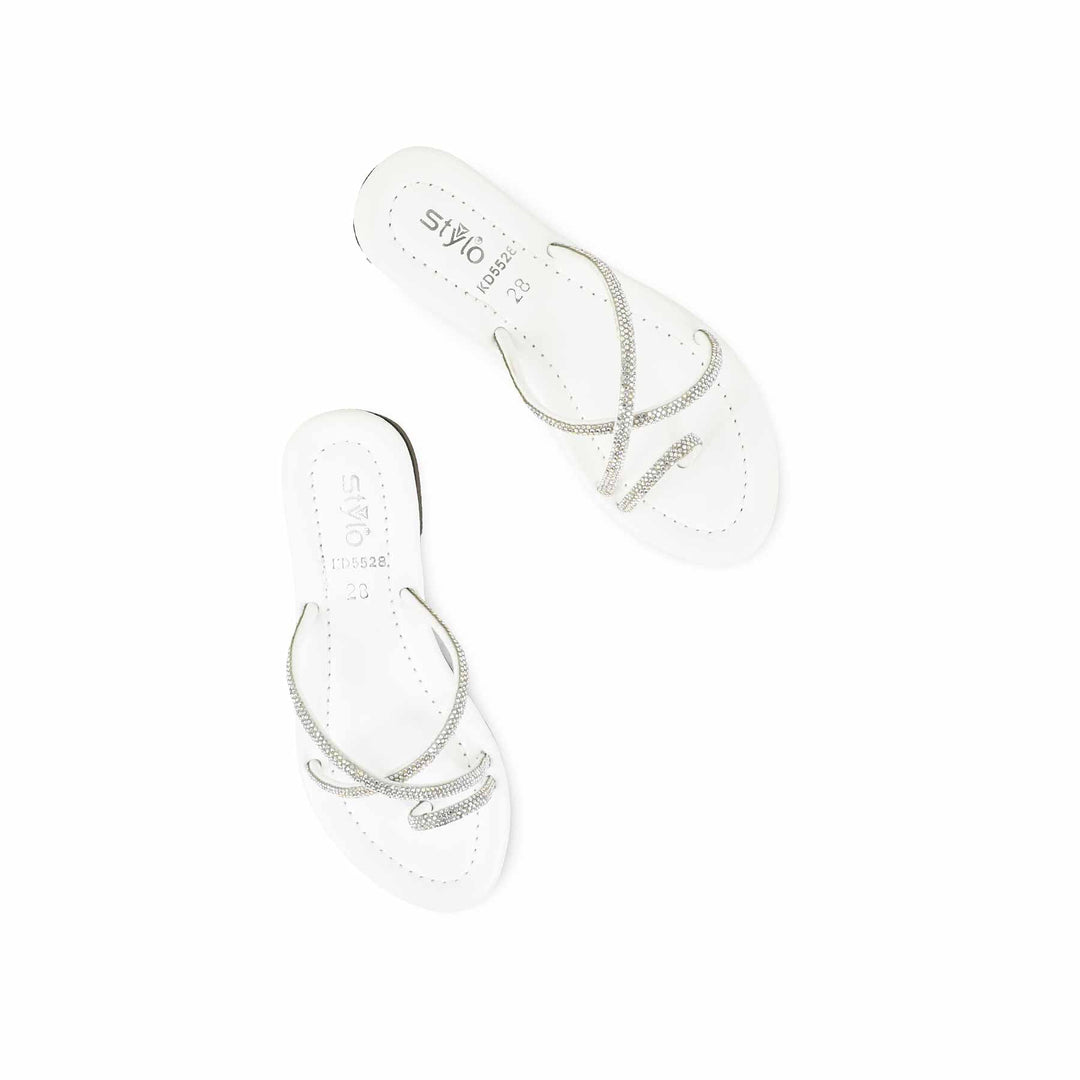Girls White Casual Slipper KD5528