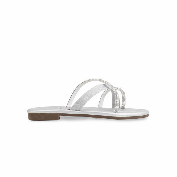 Girls Silver Fancy Slipper KD5532