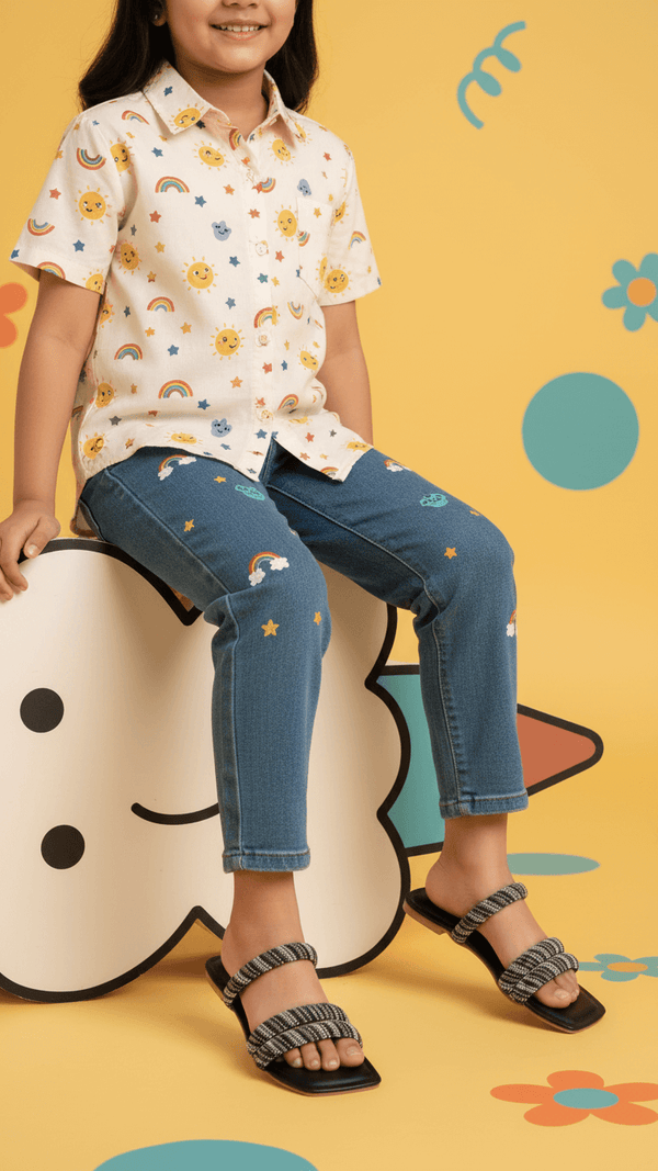 Girls Black Fancy Slipper KD5535