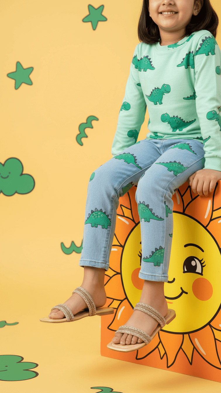 Girls Golden Fancy Slipper KD5537