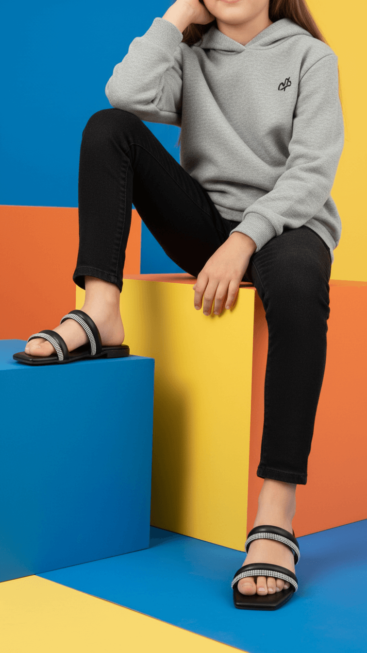 Girls Black Formal Slipper KD5541