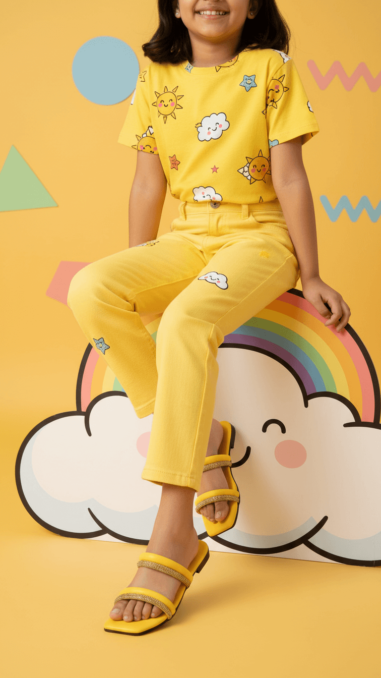 Girls Yellow Formal Slipper KD5541