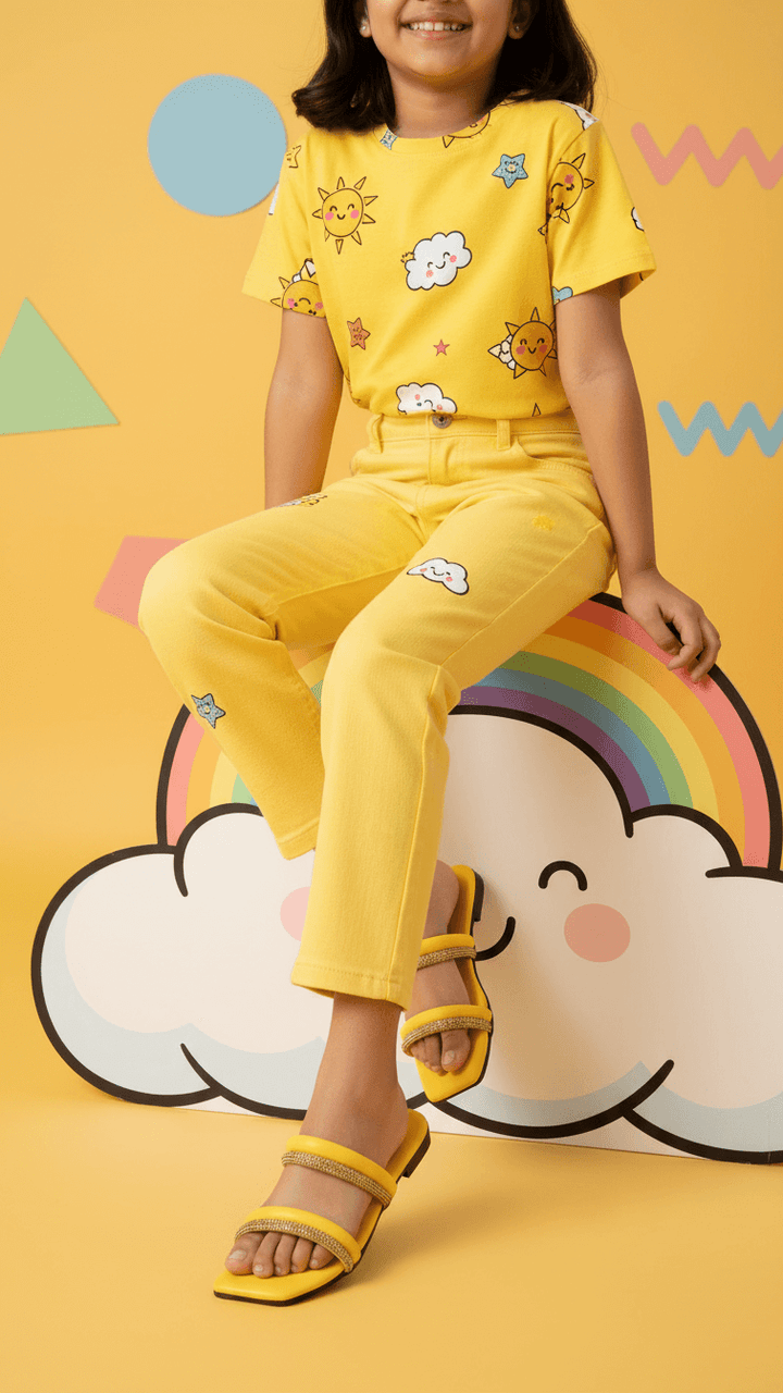 Girls Yellow Formal Slipper KD5541