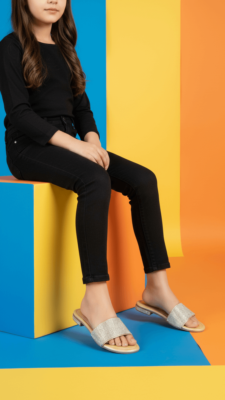 Girls Golden Fancy Slipper KD5543