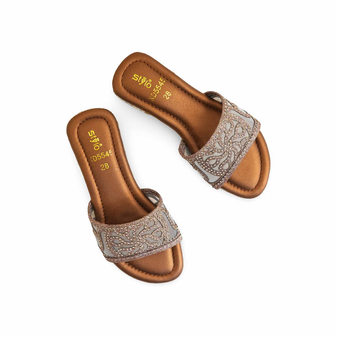 Girls Brown Casual Slipper KD5545