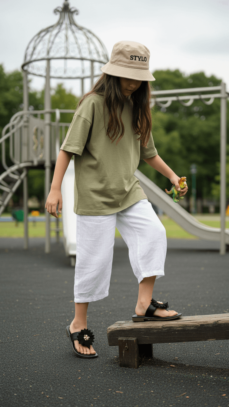 Girls Black Casual Slipper KD5548