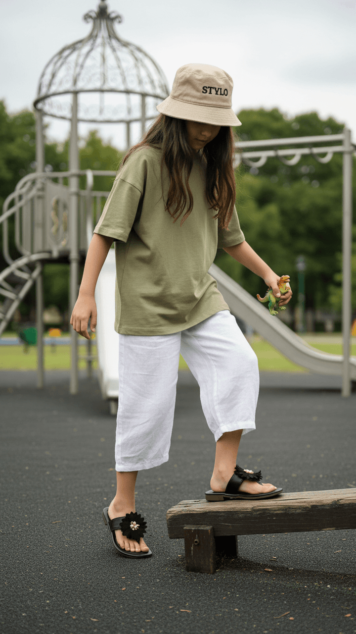 Girls Black Casual Slipper KD5548