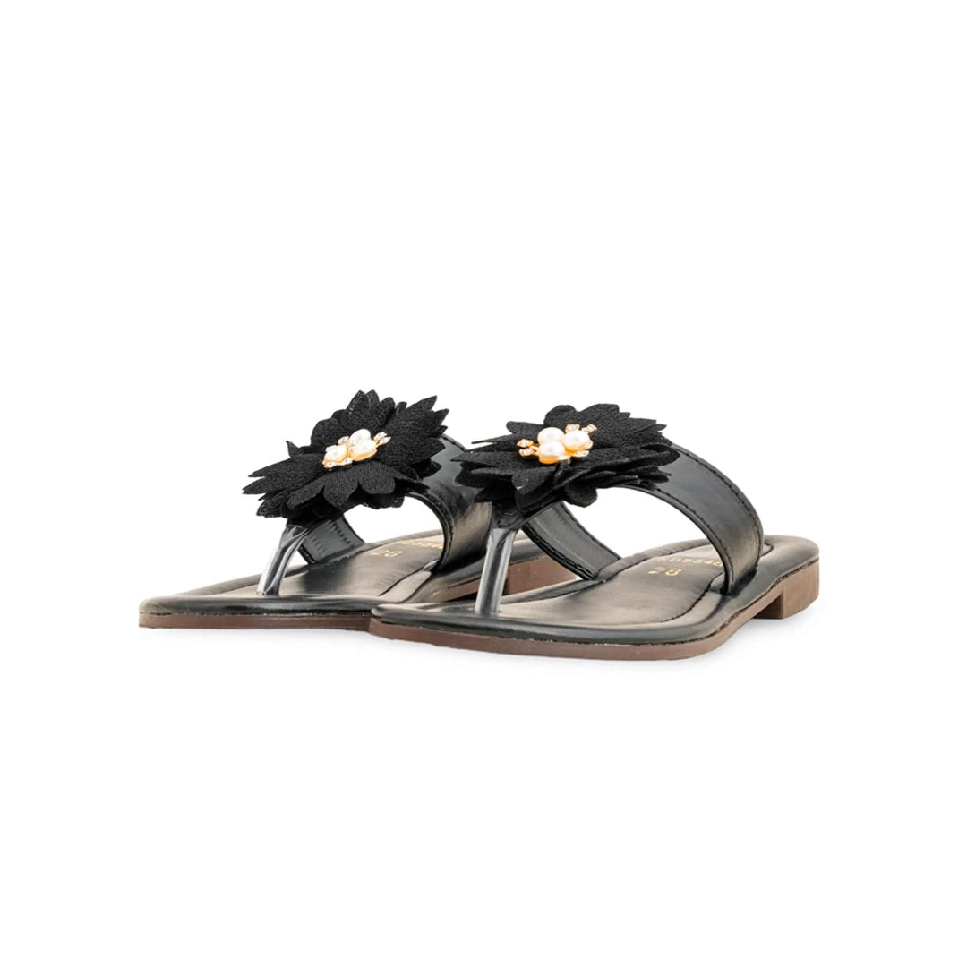 Girls Black Casual Slipper KD5548