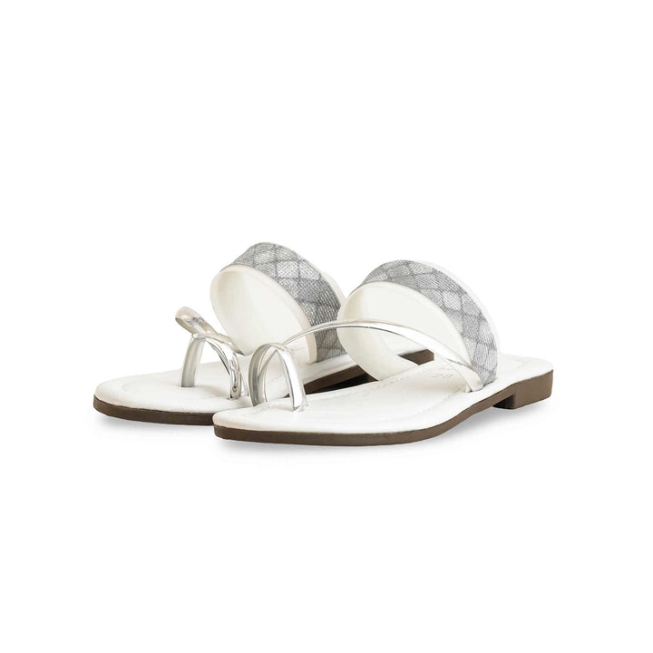 Girls Silver Casual Slipper KD5550