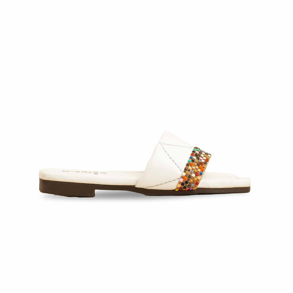 Girls White Casual Slipper KD5552