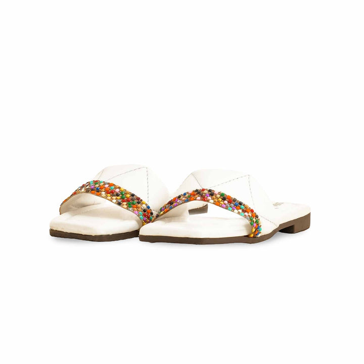 Girls White Casual Slipper KD5552