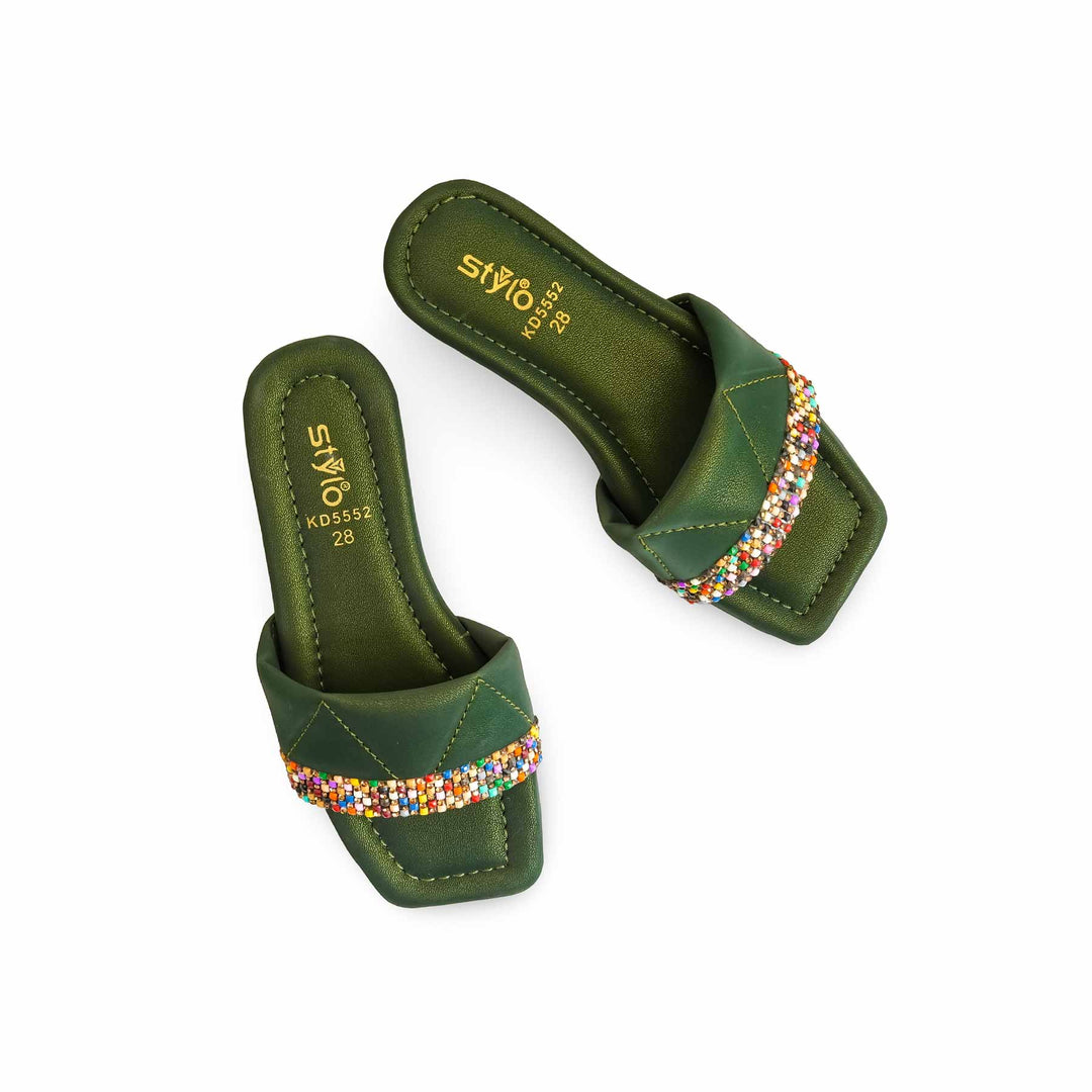 Girls Green Casual Slipper KD5552