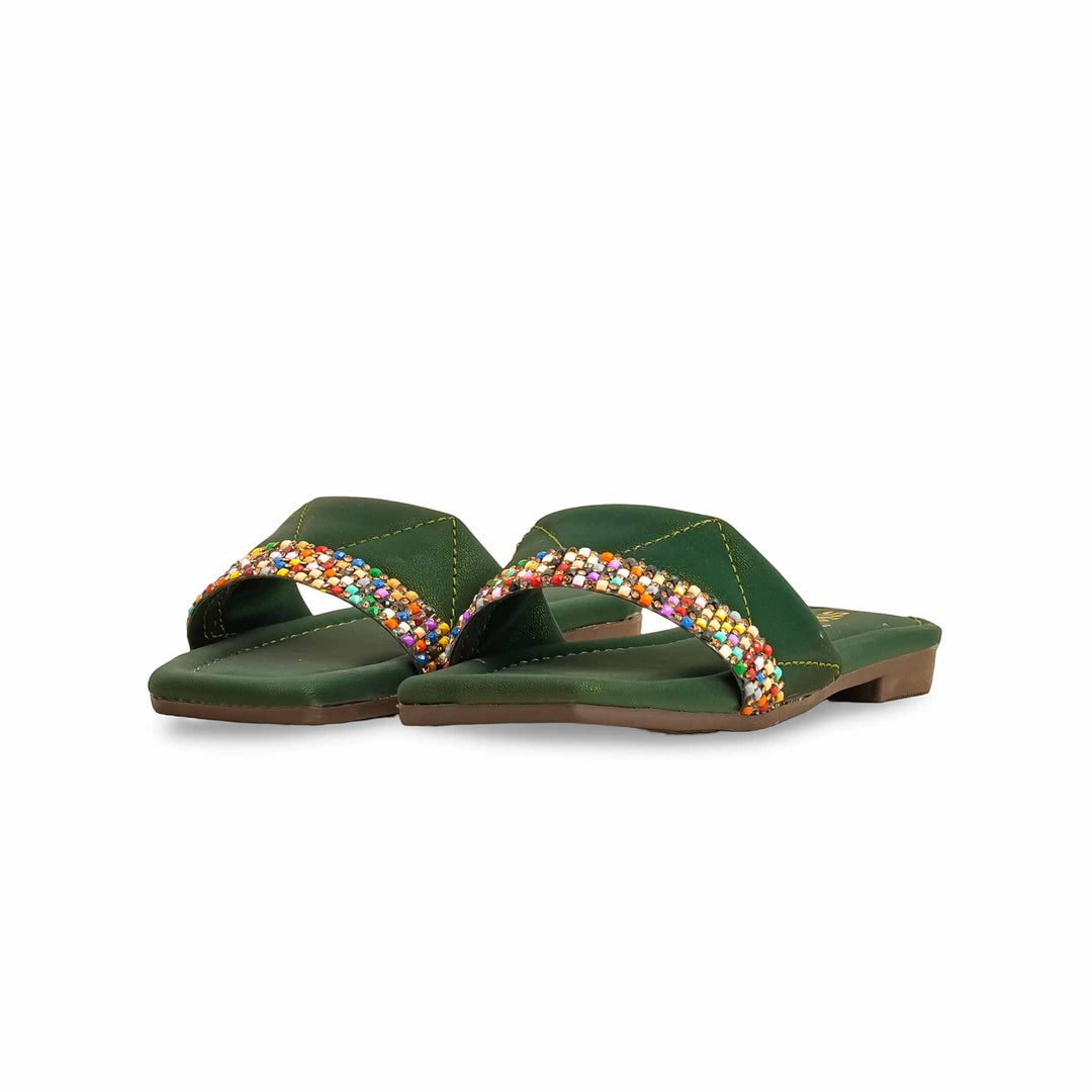 Girls Green Casual Slipper KD5552