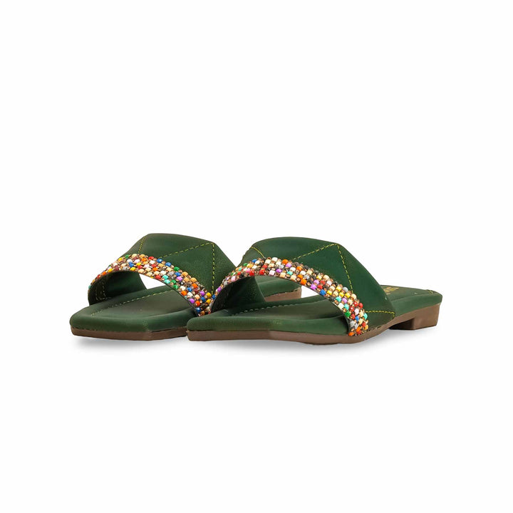 Girls Green Casual Slipper KD5552