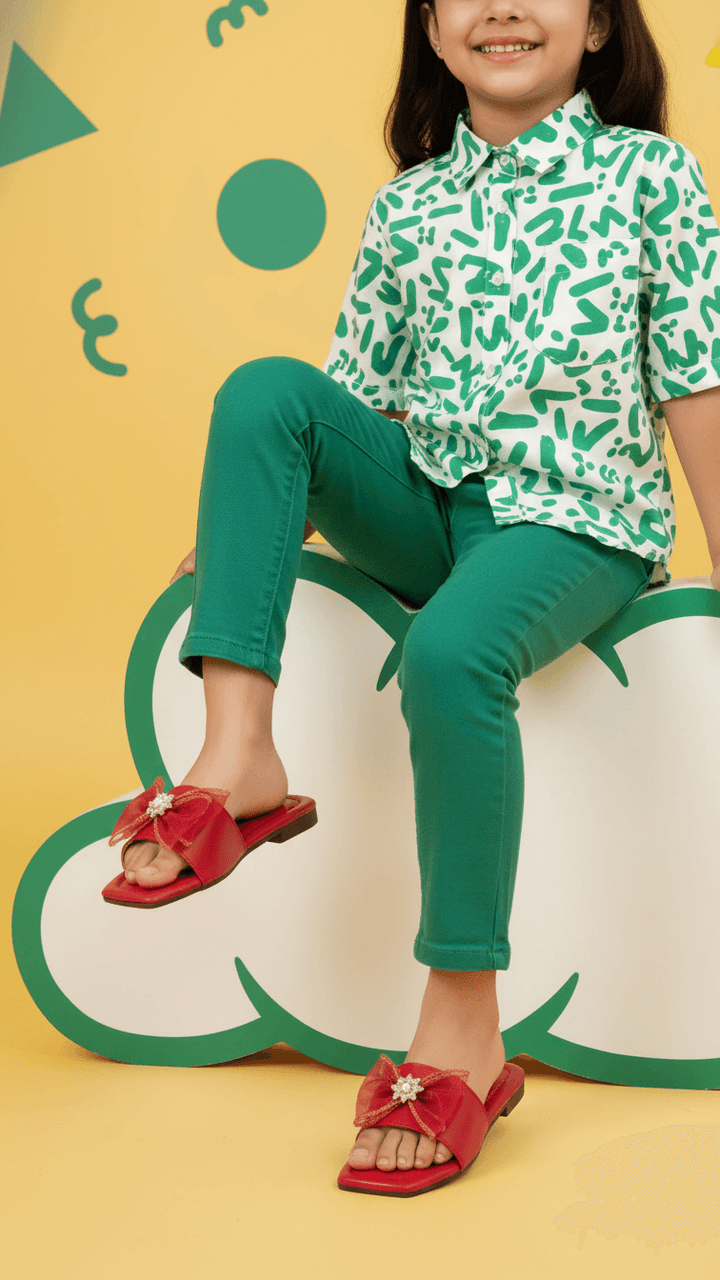 Girls Red Casual Slipper KD5557