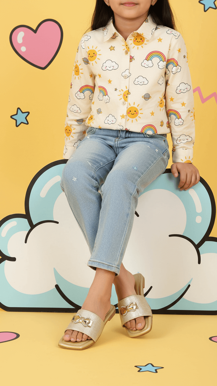 Girls Golden Casual Slipper KD5559