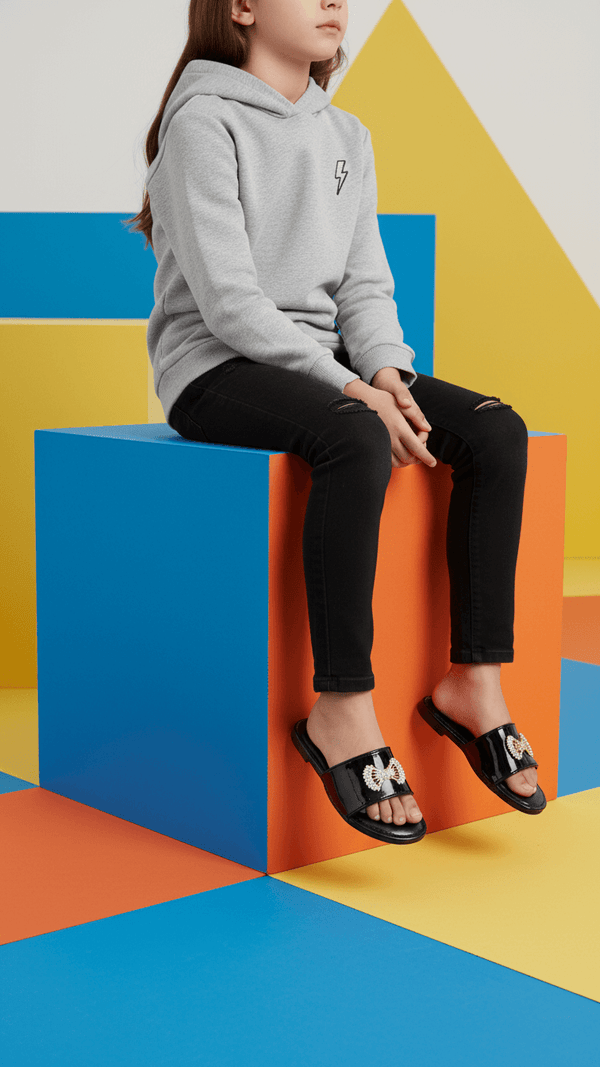 Girls Black Formal Slipper KD5560