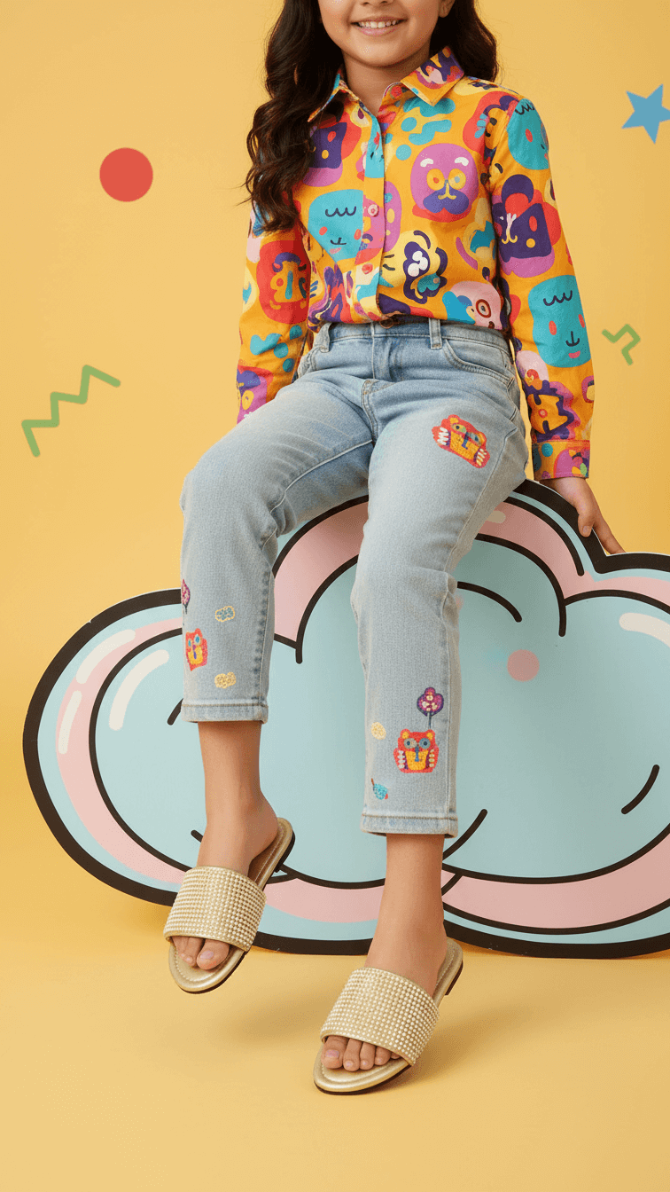 Girls Golden Casual Slipper KD5566