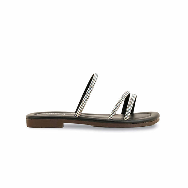 Girls Black Fancy Slipper KD5577