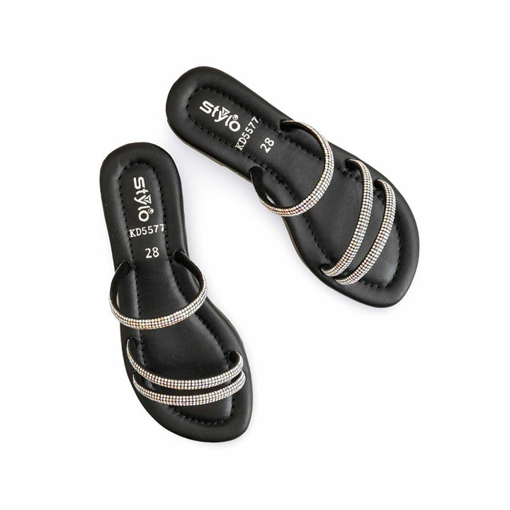 Girls Black Fancy Slipper KD5577