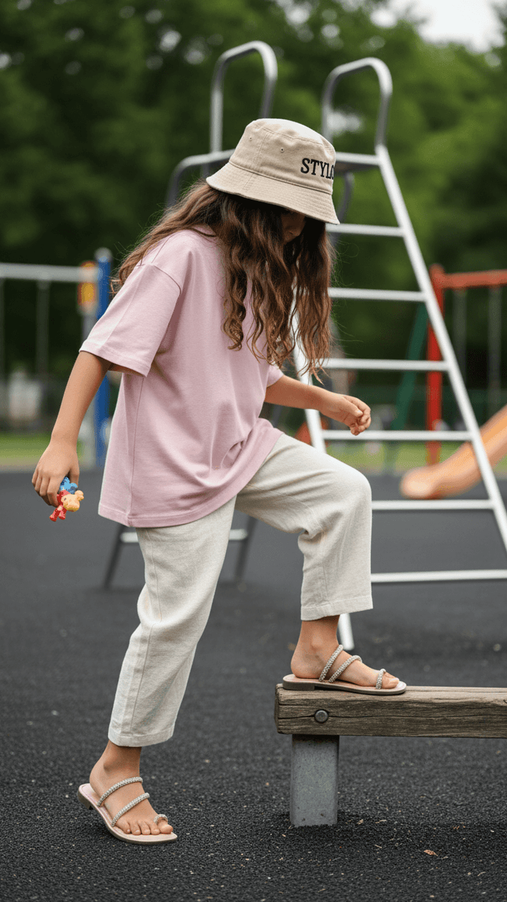 Girls Peach Fancy Slipper KD5590