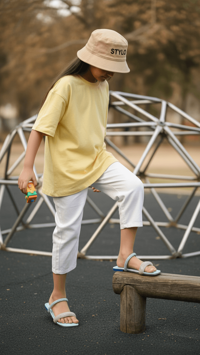 Girls Sky Blue Formal Slipper KD5604