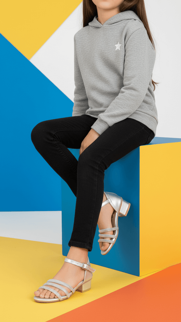 Girls Silver Fancy Sandal KD5615