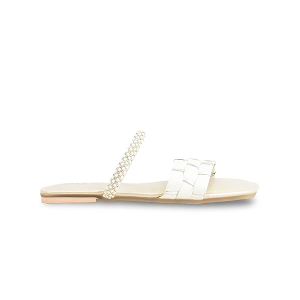 Girls Cream Formal Slipper KD5624