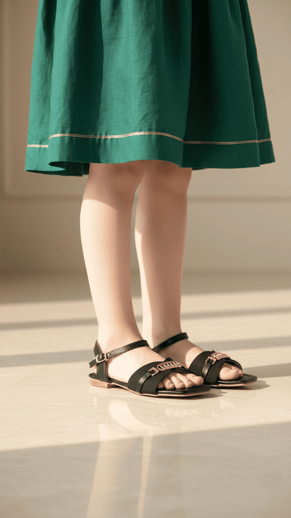 Girls Black Casual Sandal KD5630