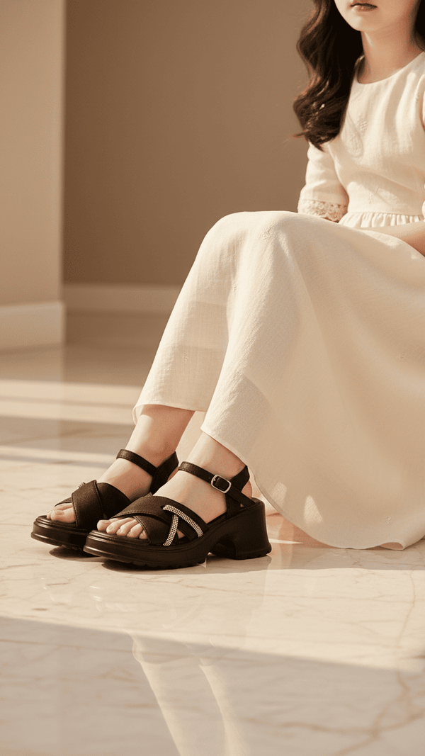 Girls Black Formal Sandal KD5695